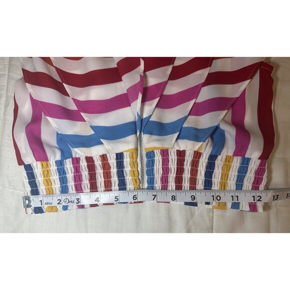 COLOR ME COURTNEY Holly Ruffle Colorful Rainbow Crop Top 4 - Picture 11 of 12